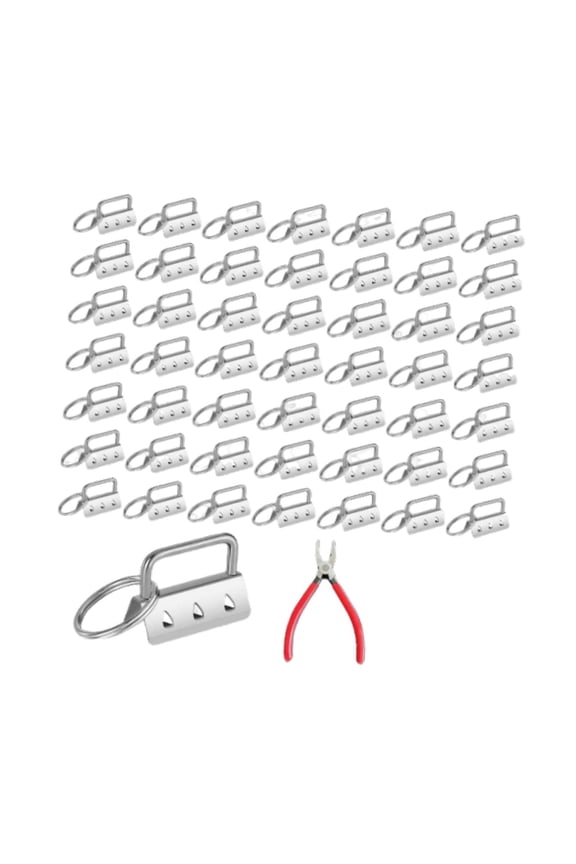 50 Pieces Key Hardware Set Keychain Hardware Jewelry Making Supplies for Wristlet Lanyard & Key Chain Findings with Plier