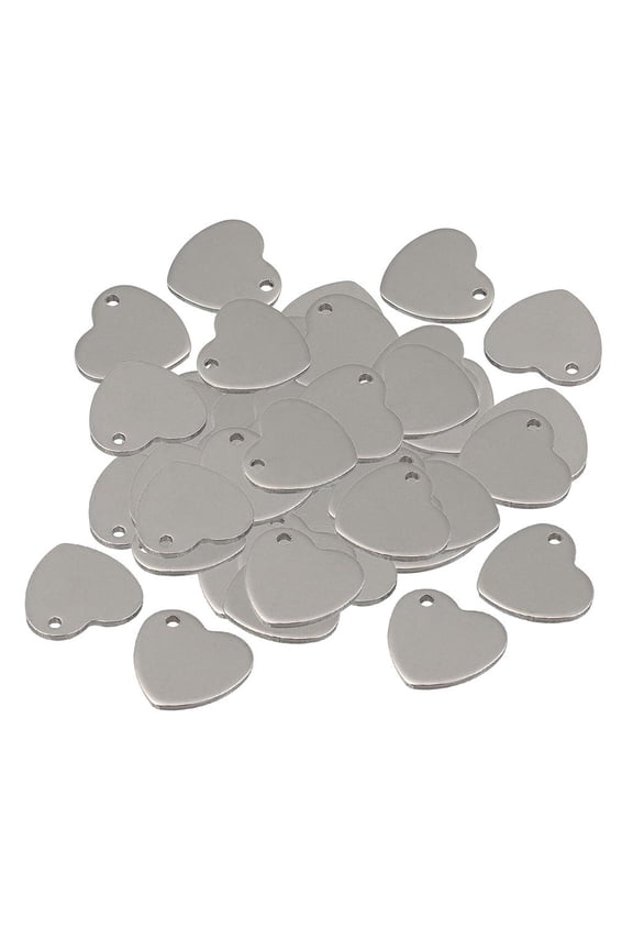 50 Pieces Metal Flat Heart Love Blank Coin Engraving Stamping Charms Tag Pendant Necklace Bracelet Pendants For Jewelry Making 14mm