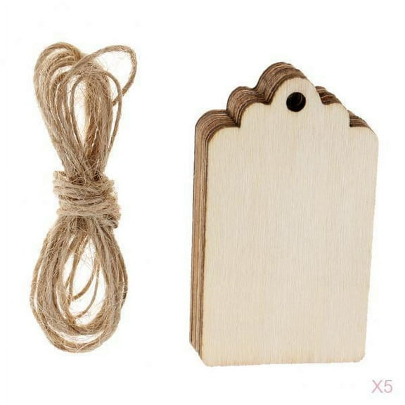 GUOOL 50Pcs Blank Wooden Gift Tags Labels Wood Tags with String Holes for Present Party Bags, Wine Bottles, arts and crafts, Rustic Hanging Decoration DIY