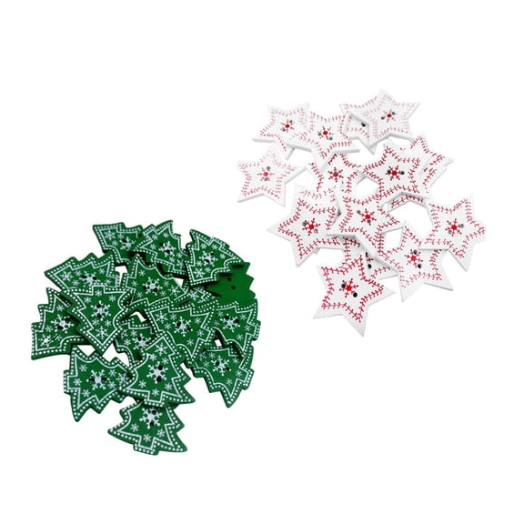 GUOOL 50Pcs Kids Baby Clothes Wood Buttons Tree & Snowflake Scrapbooking - Crafting - Sewing