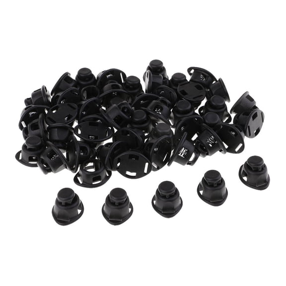 GUOOL 50Pcs/Lot Black Plastic Toggles Spring Stop Drawstring rope cord Locks Ends