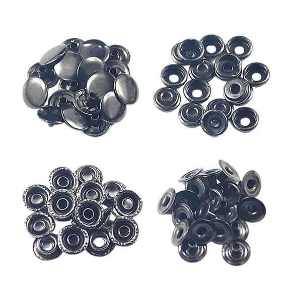 GUOOL 50Pcs/set Metal Snap Buttons Double Metal Rivets Snap Fasteners No Sewing Press Studs for DIY Leather Craft Decoration , Black, 15mm