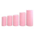 thumbnail image 1 of GUOOL 5Pcs Cylinder Plinth Covers Cylinder Plinth Stand Covers, Elegant Lightweight Cylinder Pedestal Covers for Festivals Birthday Light Pink, 1 of 9