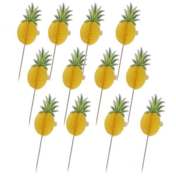 GUOOL 5x 12x Pineapple Cake Topper Pick for Birthday Party Cupcake Decoration