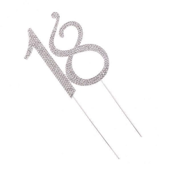 GUOOL 5x Glitter Rhinestone 15th 16th 18th 21th 25th 50th 60th 70th 90th Anniversary Birthday Cake Topper
