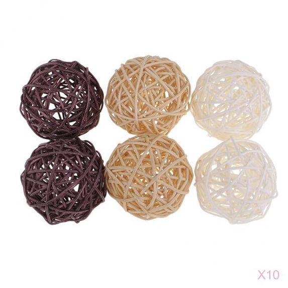 GUOOL 60 Pieces Wicker Rattan Balls Decorative Orbs Natural Spheres Craft DIY, Wedding Decoration, Christmas Tree, House Ornaments Vase Filler, 7cm