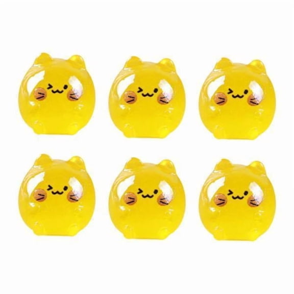 GUOOL 6x6Pcs Miniature Cat Figurines Cute Car Ornaments for Outdoor Living Room Home Yellow