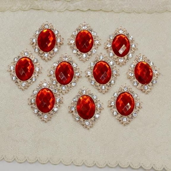 GUOOL 7x Set of 10 Diamond Shape Rhinestone Buttons Flatback Wedding Embellishments DIY Gifts, Hair Bows, Sewing, Dressmaking