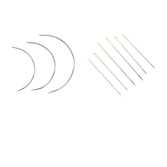 GUOOL 9 Pieces Repair Sewing Needles Curved Threader For Leather Canvas Stainless Steel