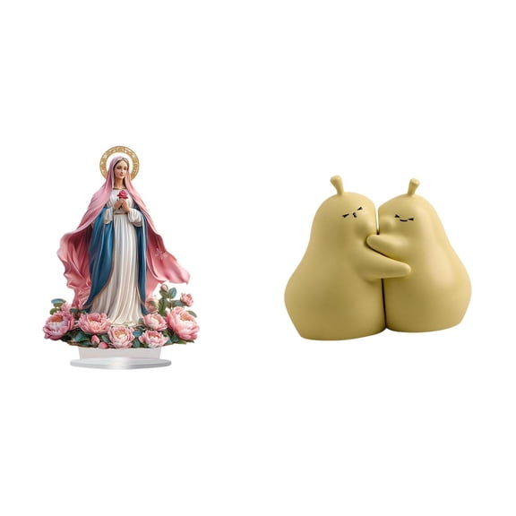GUOOL Acrylic Pear Standing Ornament Ceramic Bookend Freestanding Decorative Table Decor with Base for Party Home Bookshelf Festival Bedroom Hugging Fine Wo