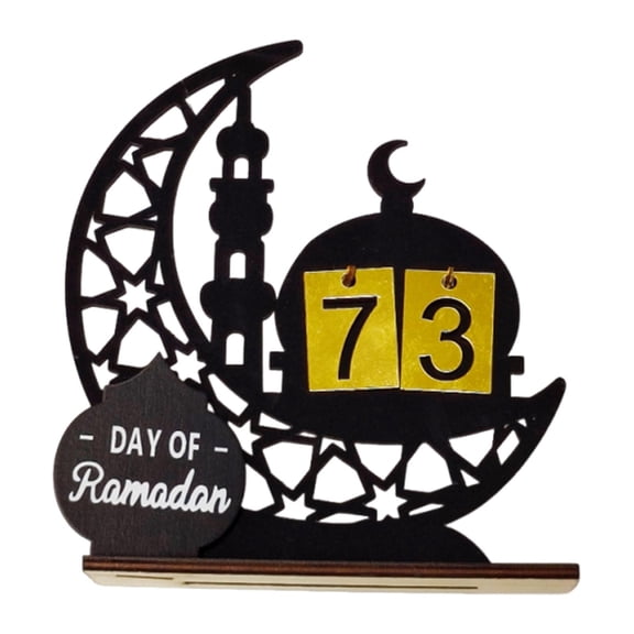 GUOOL Advent Calendar Ramadan Acrylic Calendar DIY Decoration Ornament Eid Mubarak Table Decoration with Interchangeable Date Indicators for Home Office Black