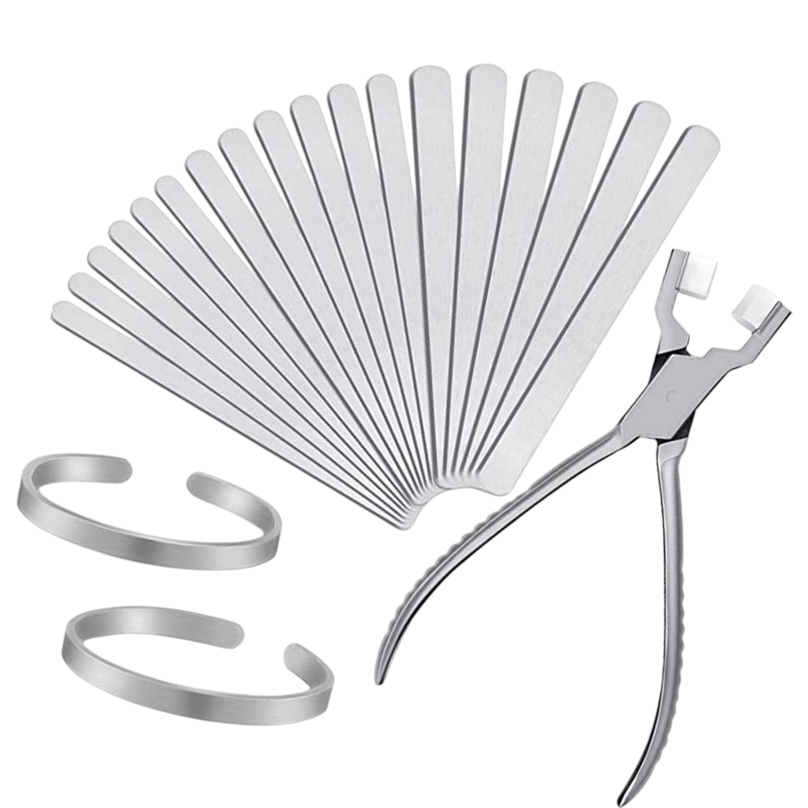 GUOOL Aluminum Bracelet Blank Set DIY Bracelet Kit with Plier Jewelry Making Supplies Aluminum Strip Jewelry Set Handcrafted Silver