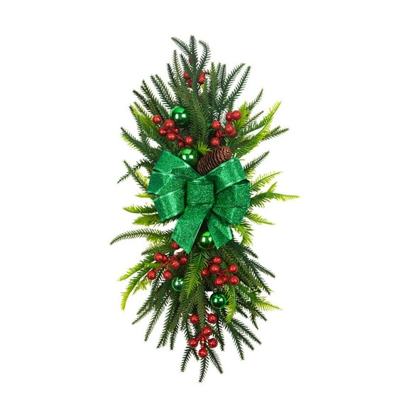 GUOOL Artificial Christmas Swag Christmas Stair Swag Decoration Stair Garland Xmas Stairway Swag for Mantle Railing Wall Home Decor Green