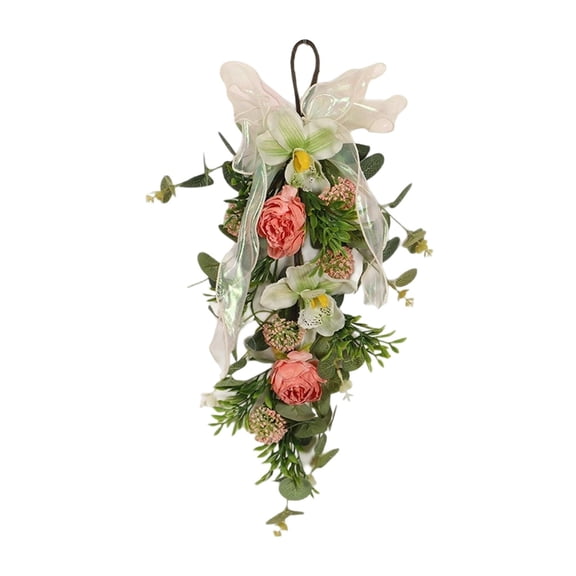 GUOOL Artificial Flower Garland with Hanging Loop, Hanging Decoration, Door Garland, Spring Wreath for Birthdays, Garden, Restaurant