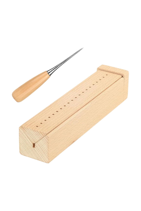 Book Binding Cradle Wooden Bookbinding Punching Awl Piercing Guide Smooth Surface Tool Kit Portable for DIY Craft Suitable for Professionals Hobbyists