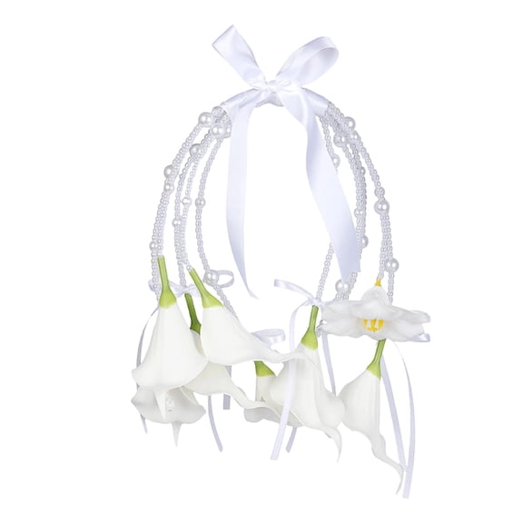 GUOOL Bridal Bouquet, Artificial Flowers with Pearl Embellishment, Silk Flowers, Realistic Appearance, Practical for Wedding Ceremony And Wedding Photos Design B