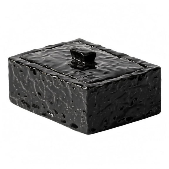 GUOOL Ceramic Storage Box Hammered Texture Rectangular Ceramic Box Compact Household Container Black