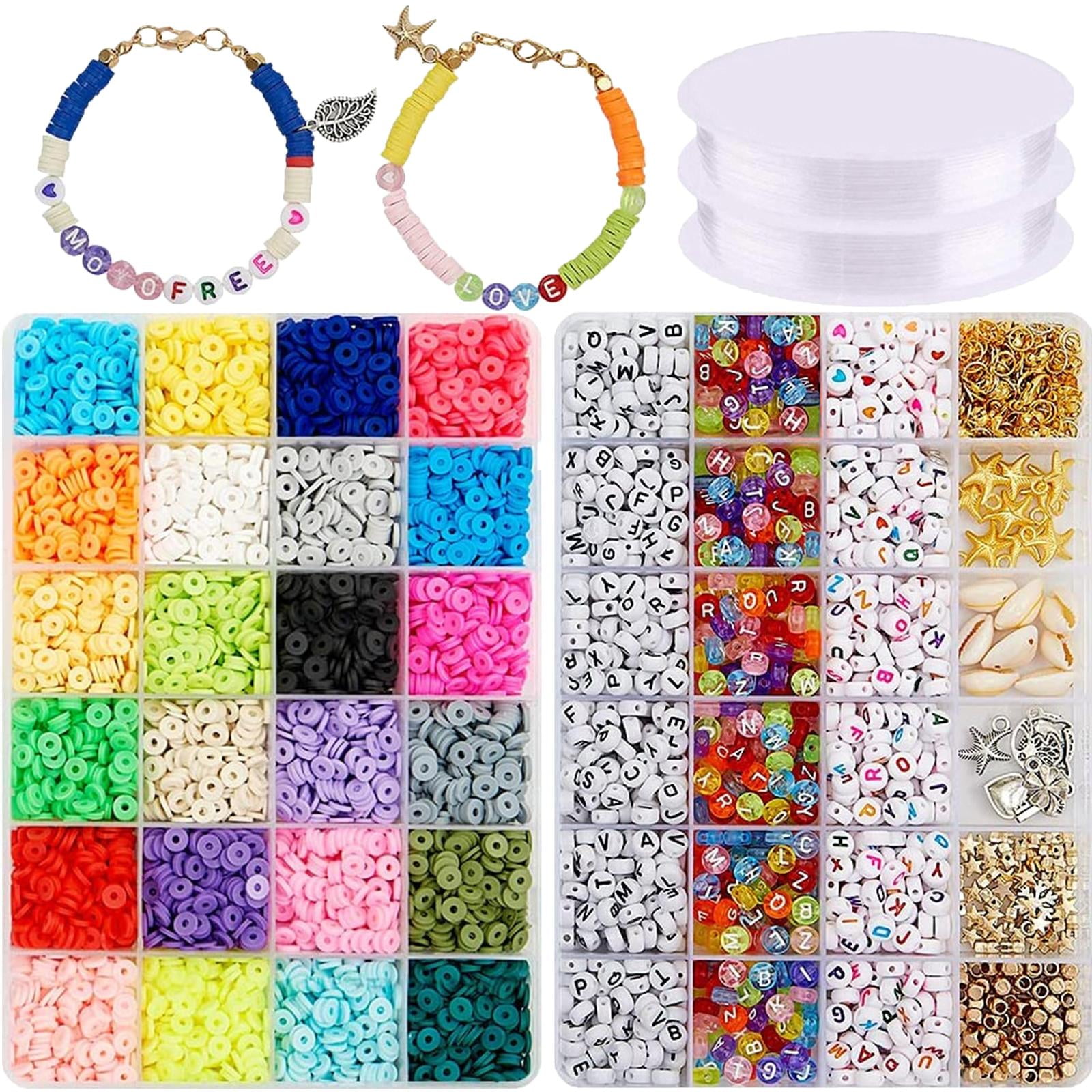 GUOOL Clay Beads Kit- Beads for Jewelry Making - Flat Clay Spacer Beads for Jewelry Finding, Bracelets Necklace Earring crafts Kit (6mm, 7048 Pcs)