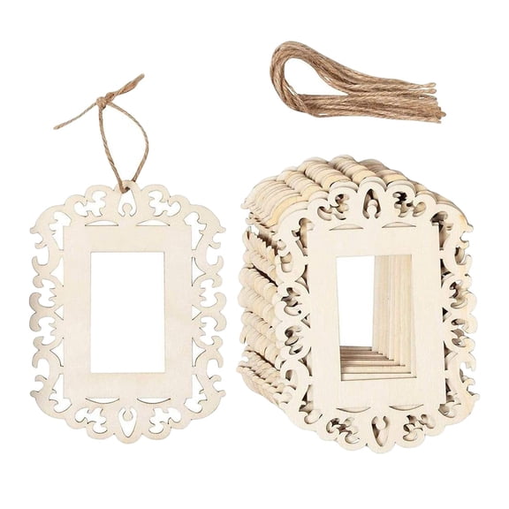 GUOOL Creative Picture Crafts Wood Pendant Art Photo Ornament Hanging DIY with String for Home Decoration Christmas Tree