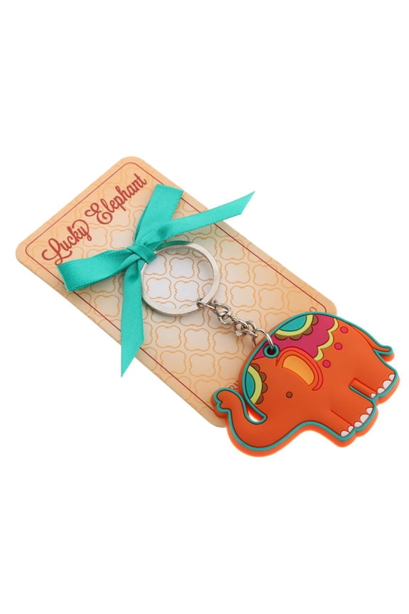 Cute Orange Latex Elephant Key Ring Keychain Baby Shower Gift Favors