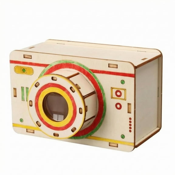 GUOOL Educational Assembly Model Wooden Camera-shaped Science Experiment Kit DIY Craft