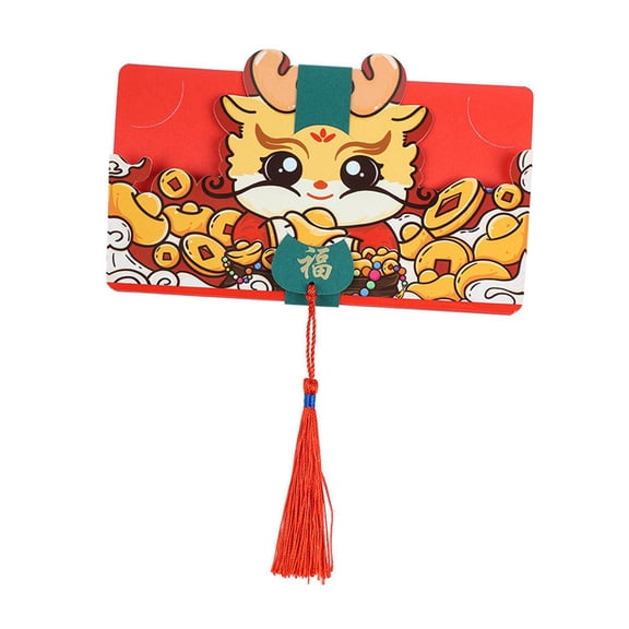 GUOOL Folding New Year Red Envelope Greeting Card Envelope Red Packets Wishes Gifts Folding Red Pockets for Birthday 6 Card Slot 92cm