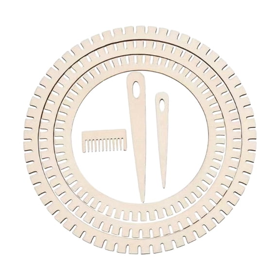 GUOOL Gear Shape Weaving Loom Set Weaving Tools Convenient Use Weaving Supplies DIY Weaving Art for Scarf Wall Decoration Table Mat Round 6pcs Set