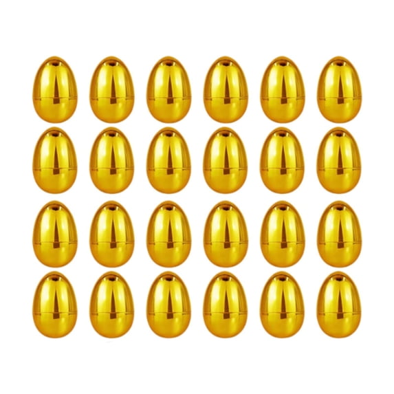 GUOOL Golden Eggs Basket Stuffers Games Unfilled Festive with Hinge Easter Supplies Fillable Easter Eggs for Classroom Rewards , 24pcs