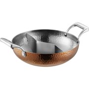 GUOOL Hammered Hot Pot 3-Ply Hot Pot with Handles Food-Grade for Restaurants, Families Copper 32CM B