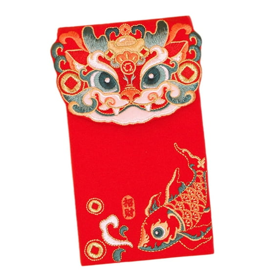 GUOOL Hong Bao Red Packets Traditional Canvas Gifts Embroidery Lucky Money Chinese Lunar New Year Red Envelopes for Spring Festival B