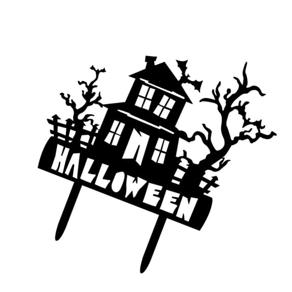 GUOOL Horror Cake Topper Cake Topper Cake Topper Cake Topper Muffin Picker With Haunted House Design, Black