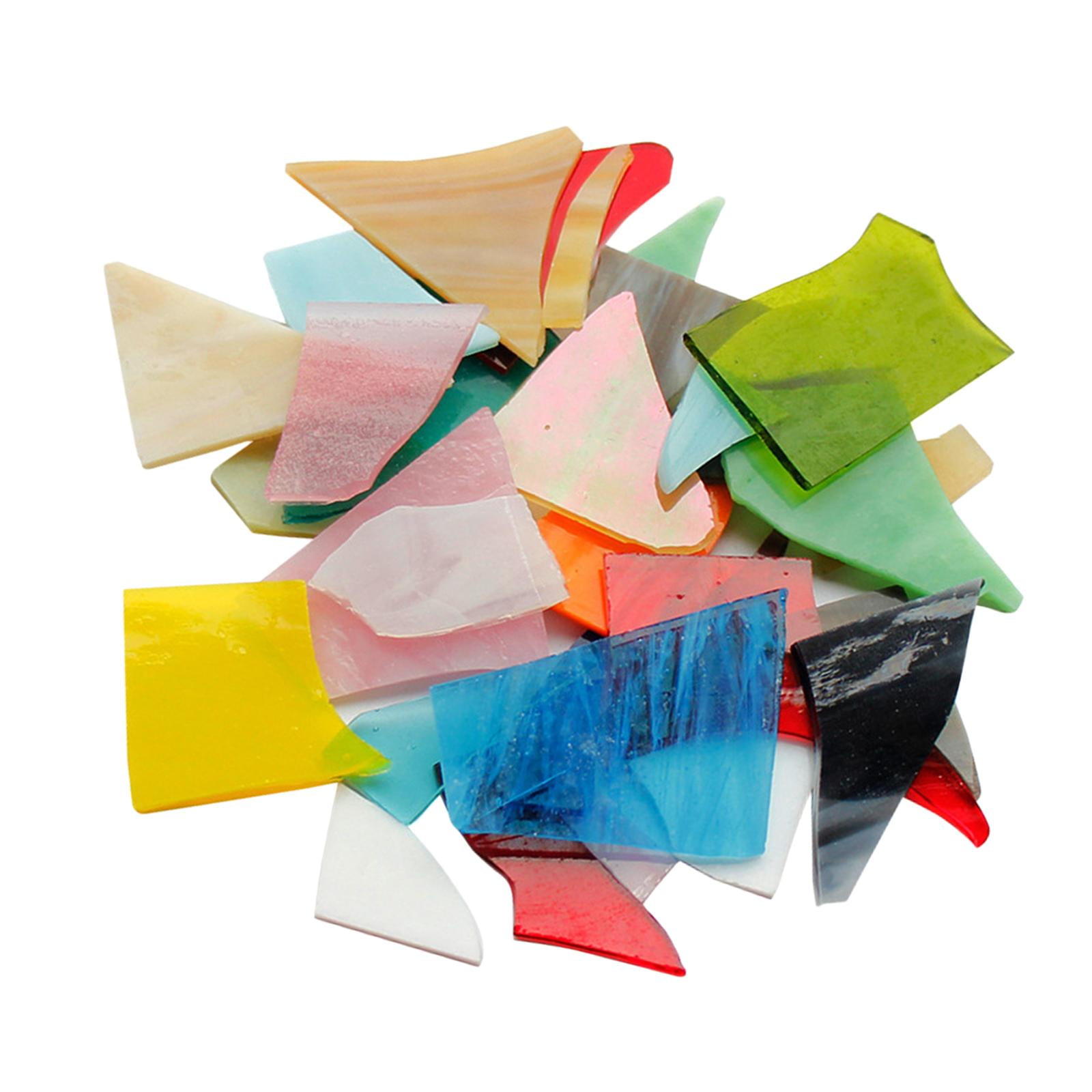 GUOOL Irregular Mosaic Glass Pieces 500g for DIY Craft, Crushed Stained Glass Tiles, Assorted Colors and Shapes Mosaic Art Supplies (Mixed Assorted Colors)