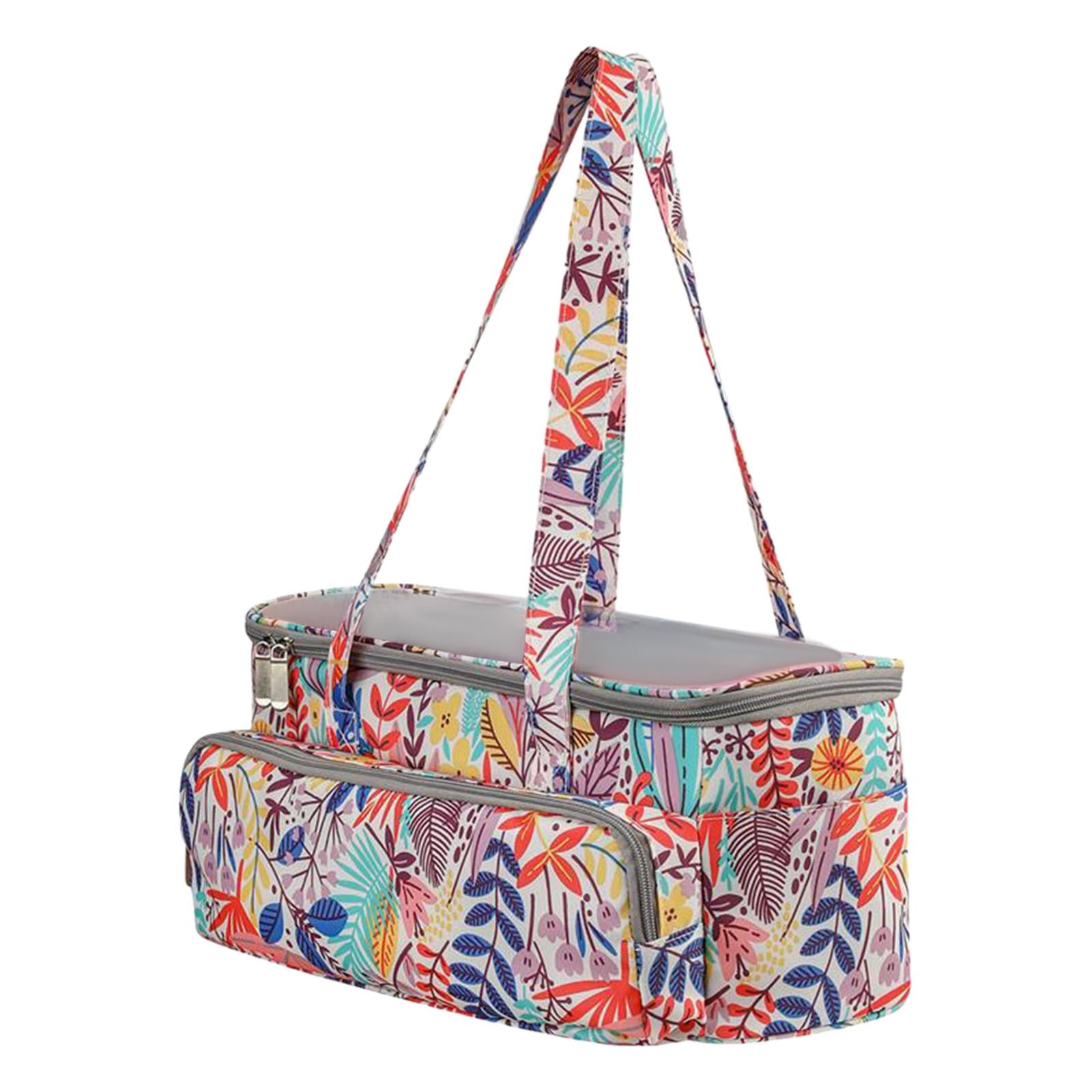GUOOL Knitting Bag, Yarn Storage Organizer Empty Shoulder Strap Handbag Large Crochet Bag Yarn Ball Holder Bag for Knitting