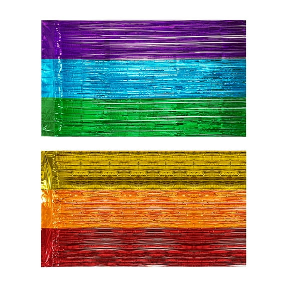 GUOOL Mardi Gras Foil Fringe Curtains Photo Background Backdrop 3 Colors 2MX1M Background Shine Door Wall Fringe Streamers