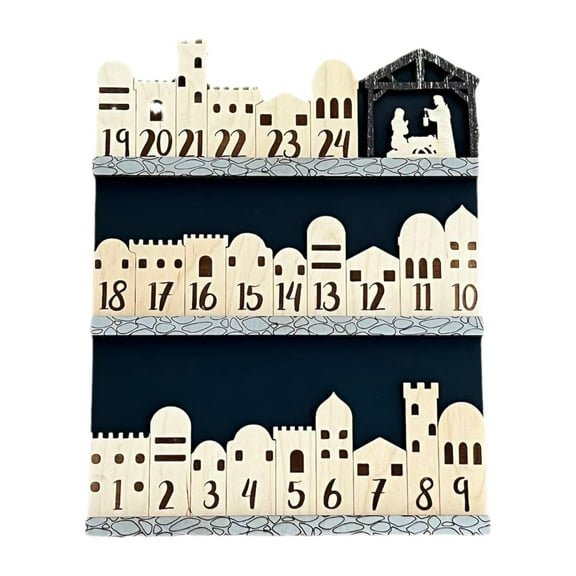 GUOOL Nativity Advent Calendar Count Down Centered Religious Sign Joseph Mary Manger Scenes Bookshelf ian Holiday Decor