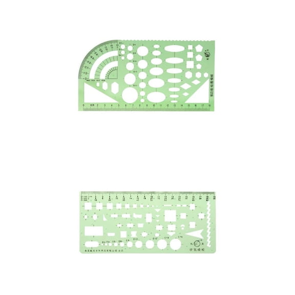 GUOOL Pack of 2 Pcs Multi-functional and Building Template Ruler Plastic Drafting Drawing Tools Ruler Geometric Templates