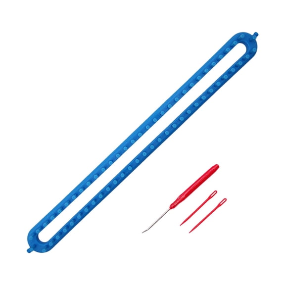 GUOOL Plastic Long Knitting Loom Kit Sewing Tools DIY Crochet Weaving Handmade Machine Needle Knitter for Beginners Scarf Shawl Blankets , Blue 22.8inch