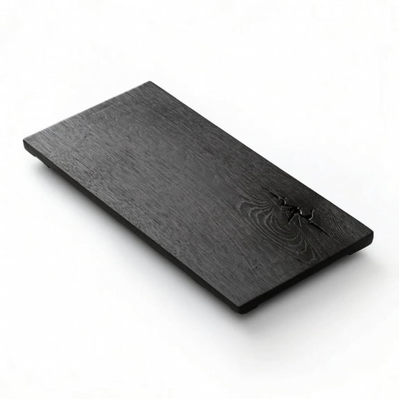 GUOOL Tea Serving Board Serving Board Low-Profile Wood Tea Serving Board Rectangular 46x23cm Burnt Black Oak
