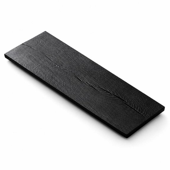 GUOOL Tea Serving Board Serving Board Low-Profile Wood Tea Serving Board Rectangular 56x18cm Burnt Black Oak