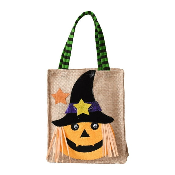 GUOOL Trick or Treat Tote Bag, Halloween Candy Basket Tote, Reusable Multipurpose Snack Grocery Bag Halloween Treat Bag Gift Bucket Pumpkin