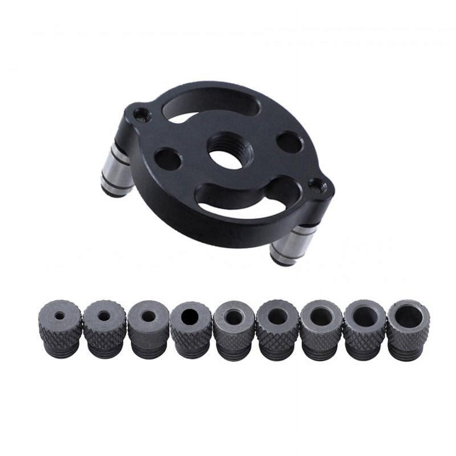 GUOOL Vertical Self Centering Dowel Jig Kit Drill Wood Dowel Hole Drilling Jig Drill Bit Set Aluminum Alloy Fixture Woodworking Hole Puncher Locator Tools Black