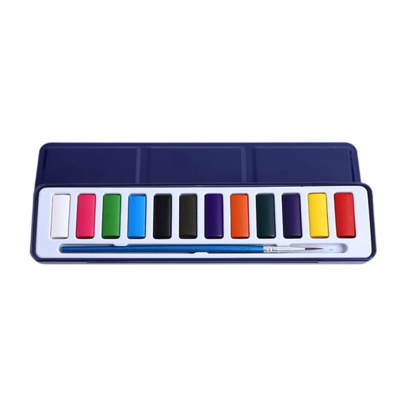 GUOOL Washable Paint with Brush Bright Color Sketching Solid Watercolor Paint Art Supply for Travel Garden Countryside 12 color