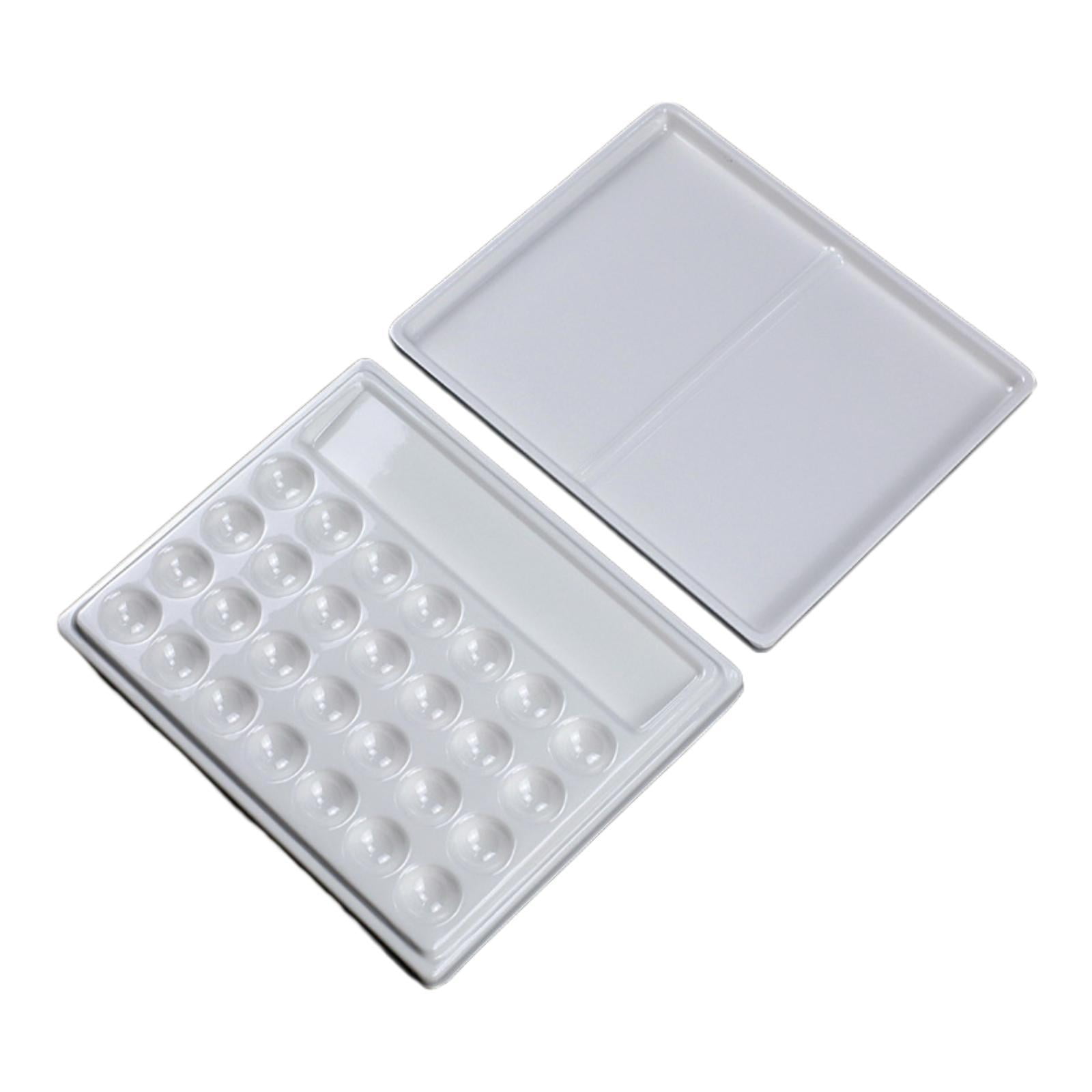 GUOOL Watercolor Paint Palette with 28 Depressions, Porcelain Imitation, Rectangular Color Mixing Peel for Professionals, Gouache, Artists, Watercolor With Lid