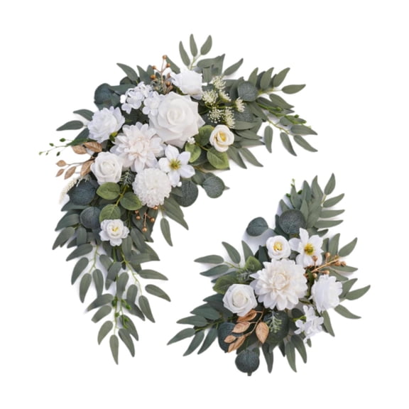 GUOOL Wedding Arch Flowers Artificial Flower Swag Greenery Floral Backdrop Wedding Arch Wreath for Ceremony Reception Party Holiday White