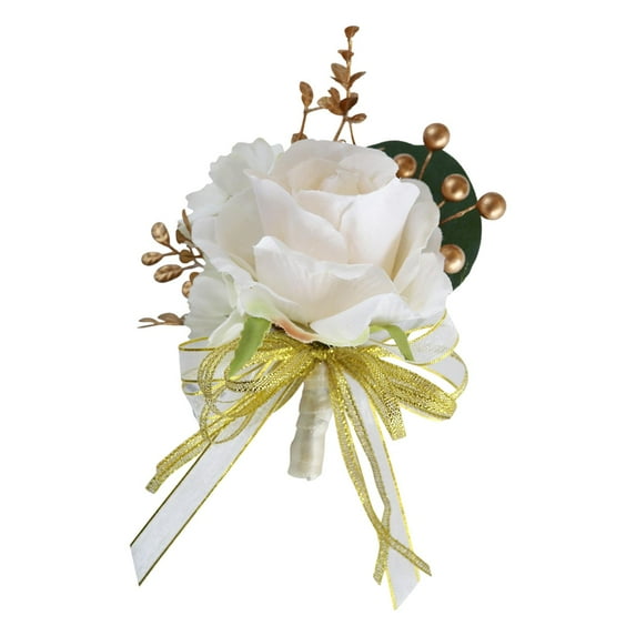 GUOOL Wedding Boutonniere Brooch Pin for Suit Bride Boutonniere Romantic Groom Flower Bridegroom Boutonniere for Wedding Party Prom Champagne