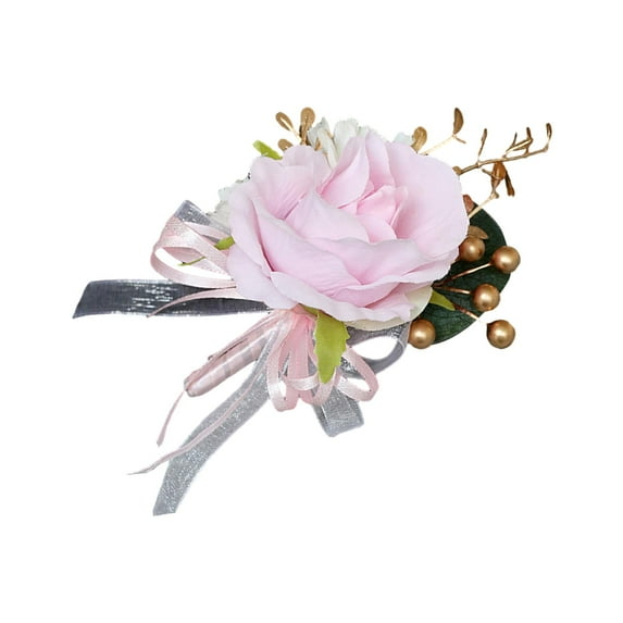 GUOOL Wedding Boutonniere Brooch Pin for Suit Bride Boutonniere Romantic Groom Flower Bridegroom Boutonniere for Wedding Party Prom Pink