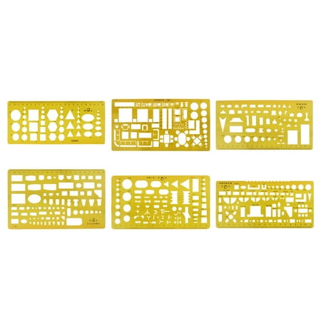 GUOOL ural Drafting Tools Set, Templates Furniture Kitchen, Building, Interior Design Drawing , Geometry Measuring Template Ruler , 6 Pieces