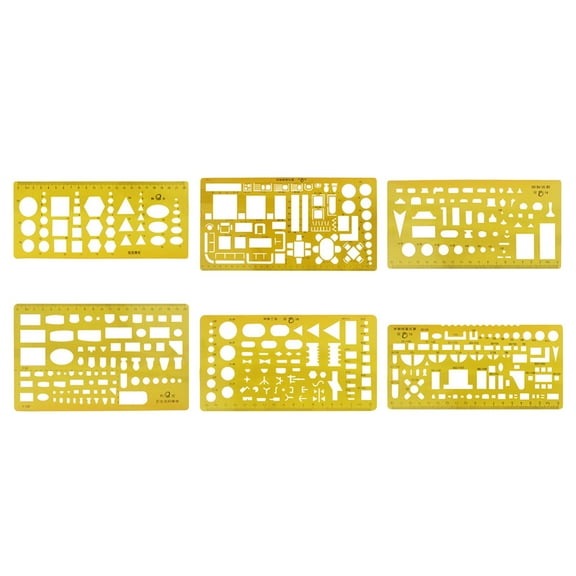 GUOOL ural Drafting Tools Set, Templates Furniture Kitchen, Building, Interior Design Drawing , Geometry Measuring Template Ruler , 6 Pieces