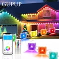 thumbnail image 1 of GUPUP 100ft Permanent Outdoor Lights, RGB Smart Eaves String Lights with 50 LEDs, App & Remote Control, IP65 Waterproof for Christmas, House Roof and Year-Round Garden Decoration, 1 of 7