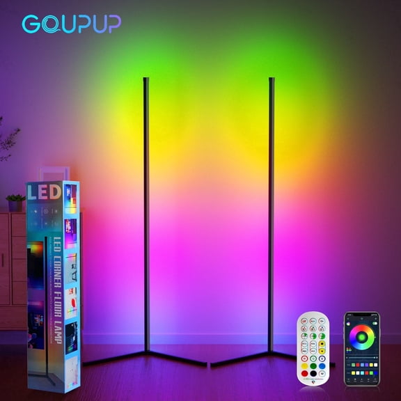GUPUP 2Pack Floor Lamps for Living Room, Music Sync APP Remote Control USB Plug-in Corner Lamp